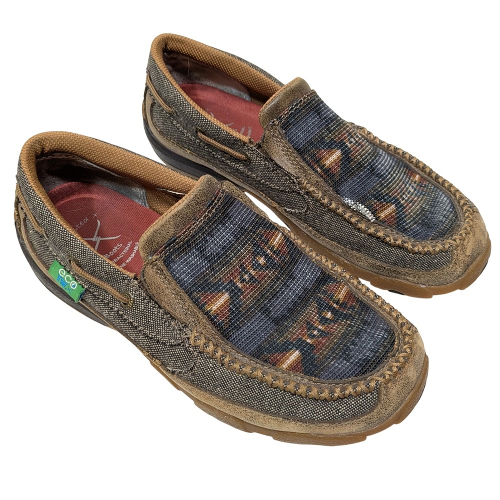Twisted X Youth 4M Driving Mocs Southwestern Western Leather EcoTWX Loafers